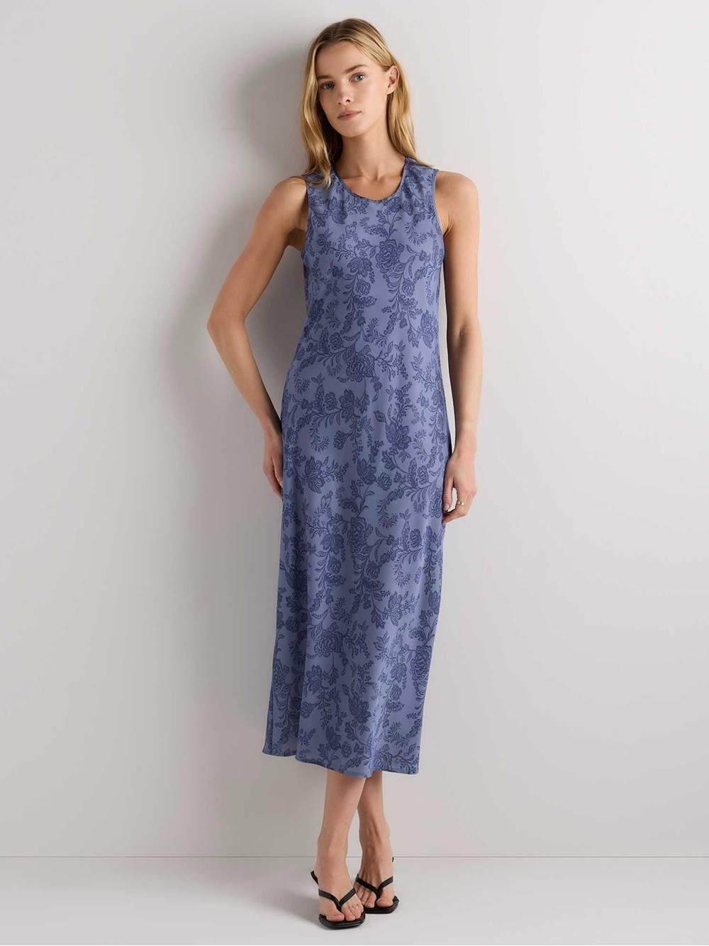 🪻{PRICE FIRM} Quince Washable Stretch Silk Tank Midi Dress